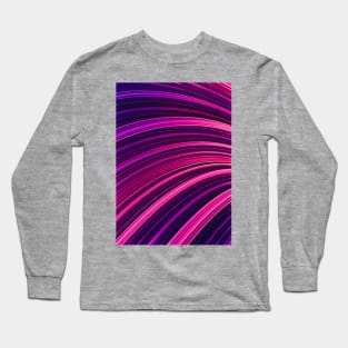 Hot Pink & Purple Burst Wave Colorful Abstract Stripes Long Sleeve T-Shirt